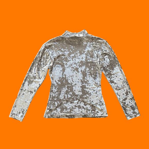 90's vintage gray silver crushed velvet mock neck bodycon top MEDIUM the limited - Picture 5 of 6